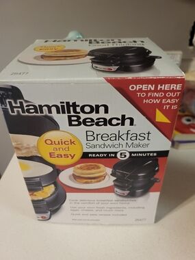 Hamilton Beach Black and Red Breakfast Sandwich Maker - Compact Countertop
